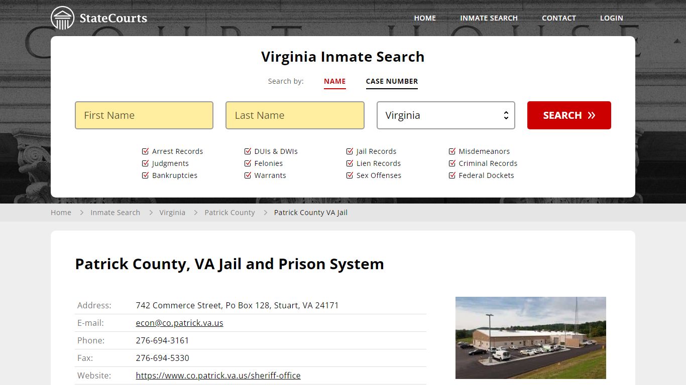 Patrick County VA Jail Inmate Records Search, Virginia - StateCourts