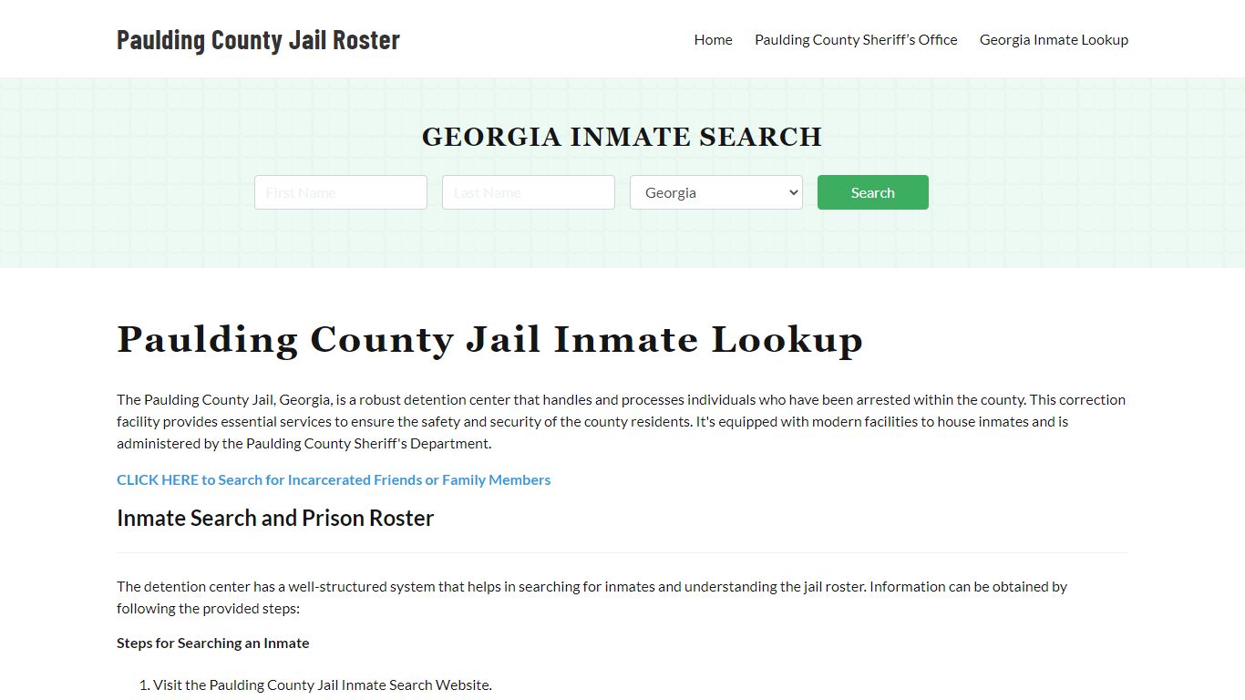 Paulding County Jail Roster Lookup, GA, Inmate Search