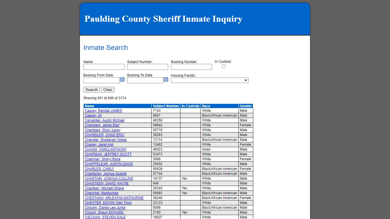 Inmate Search - inmate.paulding.gov:9443