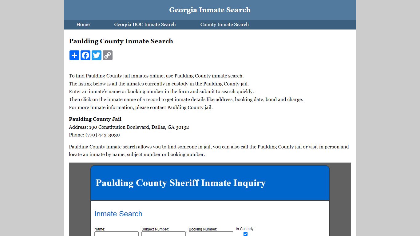 Paulding County Inmate Search