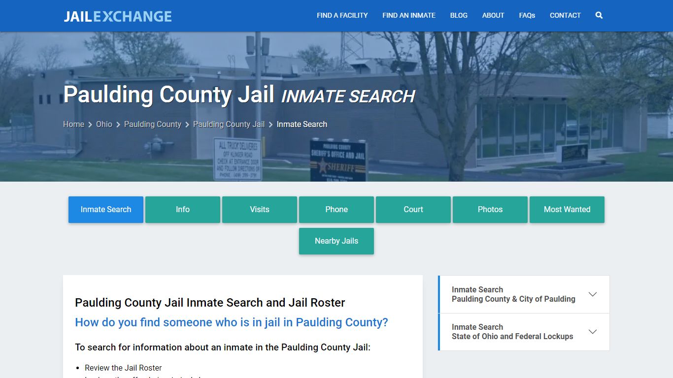 Inmate Search: Roster & Mugshots - Paulding County Jail, OH