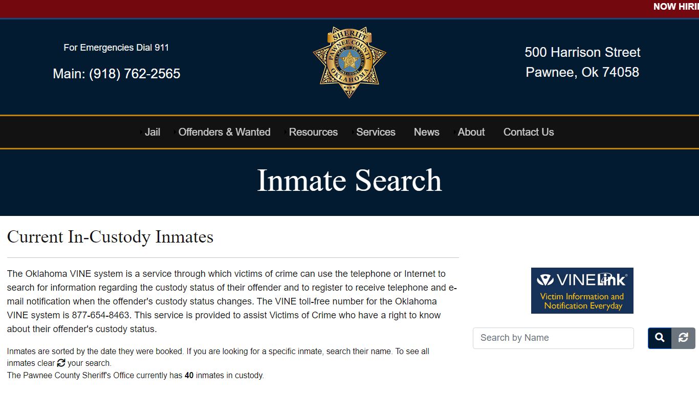 Inmate Search - Pawnee County Sheriff's Office