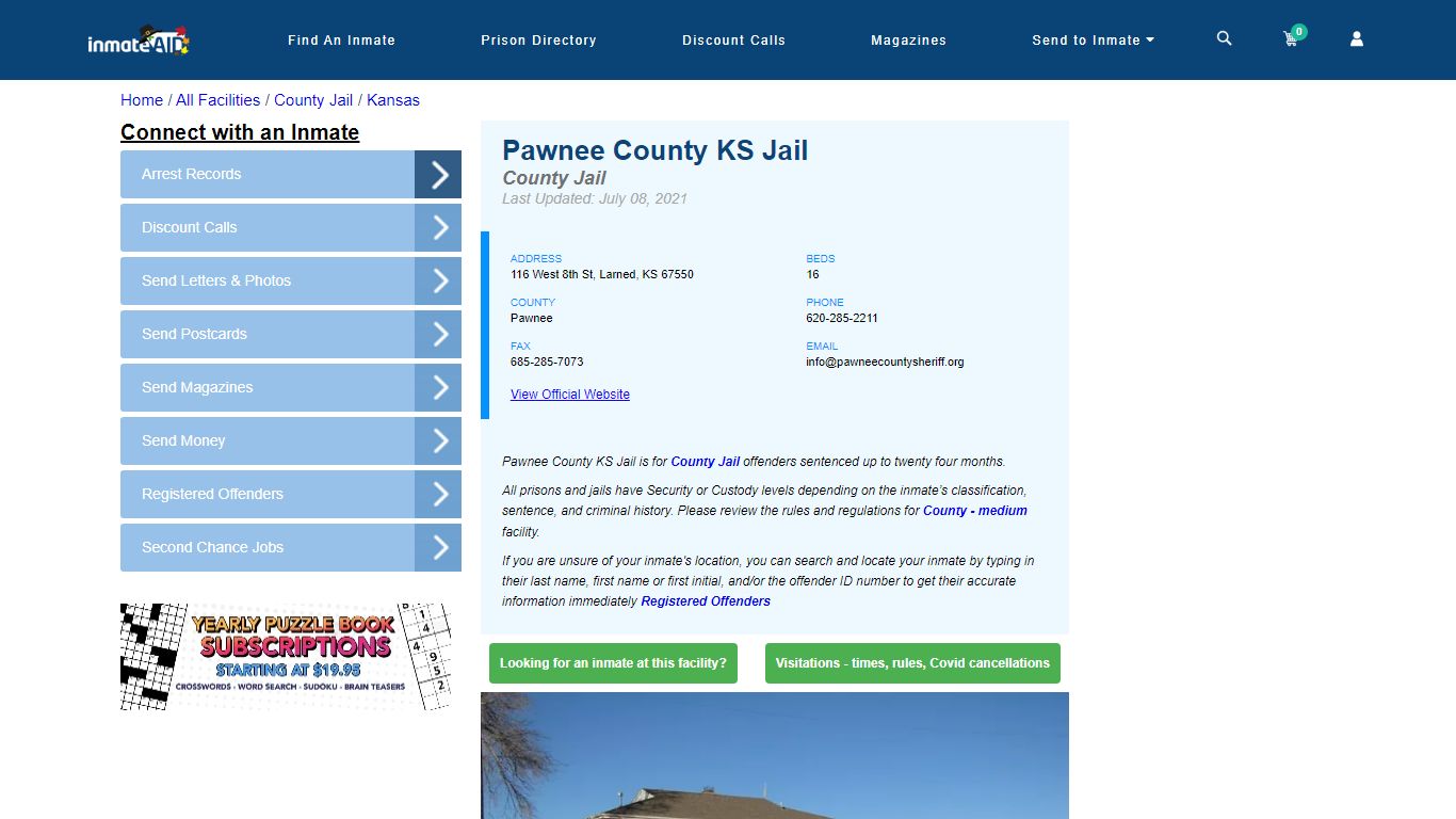 Pawnee County KS Jail - Inmate Locator - Larned, KS