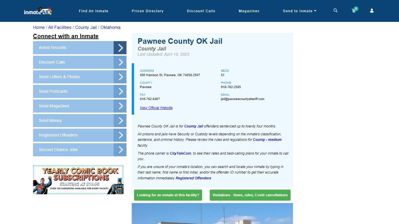 Pawnee County OK Jail - Inmate Locator - Pawnee, OK