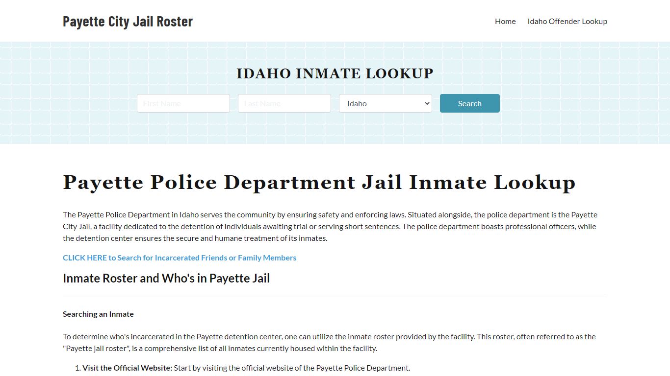 Payette Police Department & City Jail, ID Inmate Roster, Arrests, Mugshots