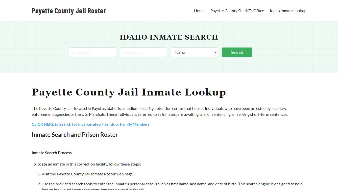 Payette County Jail Roster Lookup, ID, Inmate Search