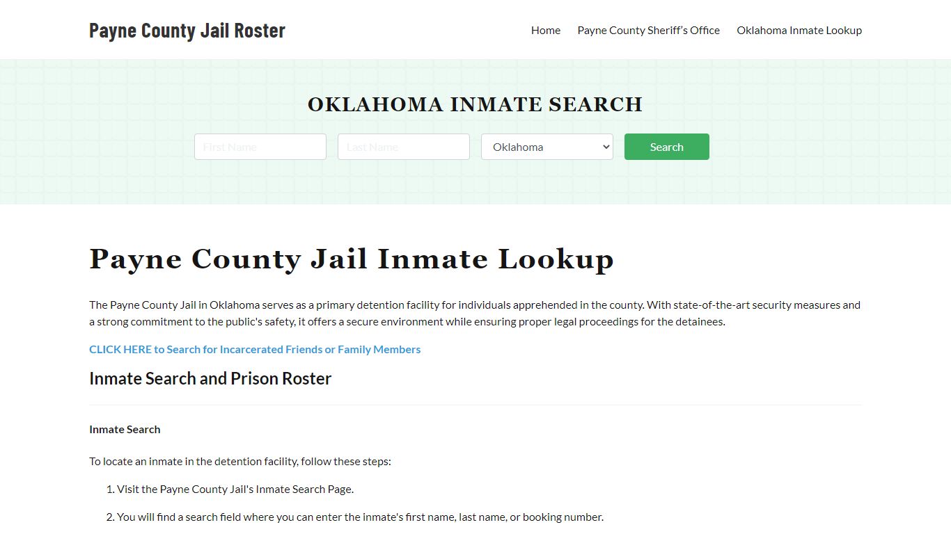 Payne County Jail Roster Lookup, OK, Inmate Search