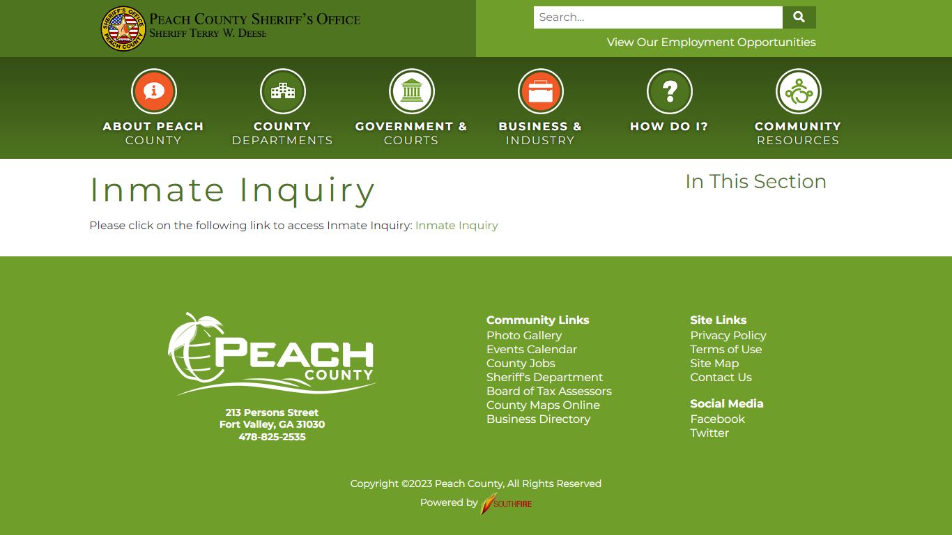 Inmate Inquiry - Peach County, Georgia