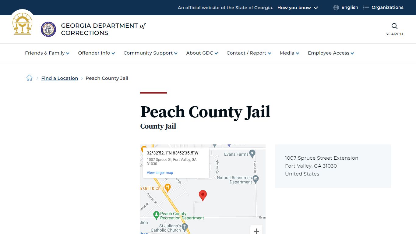 Peach County Jail | Georgia Department of Corrections