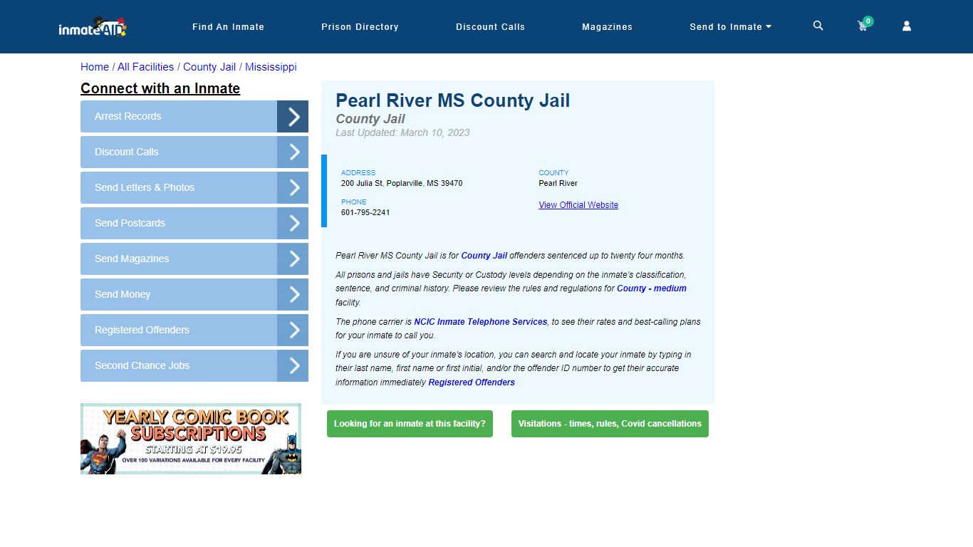Pearl River MS County Jail - Inmate Locator - Poplarville, MS