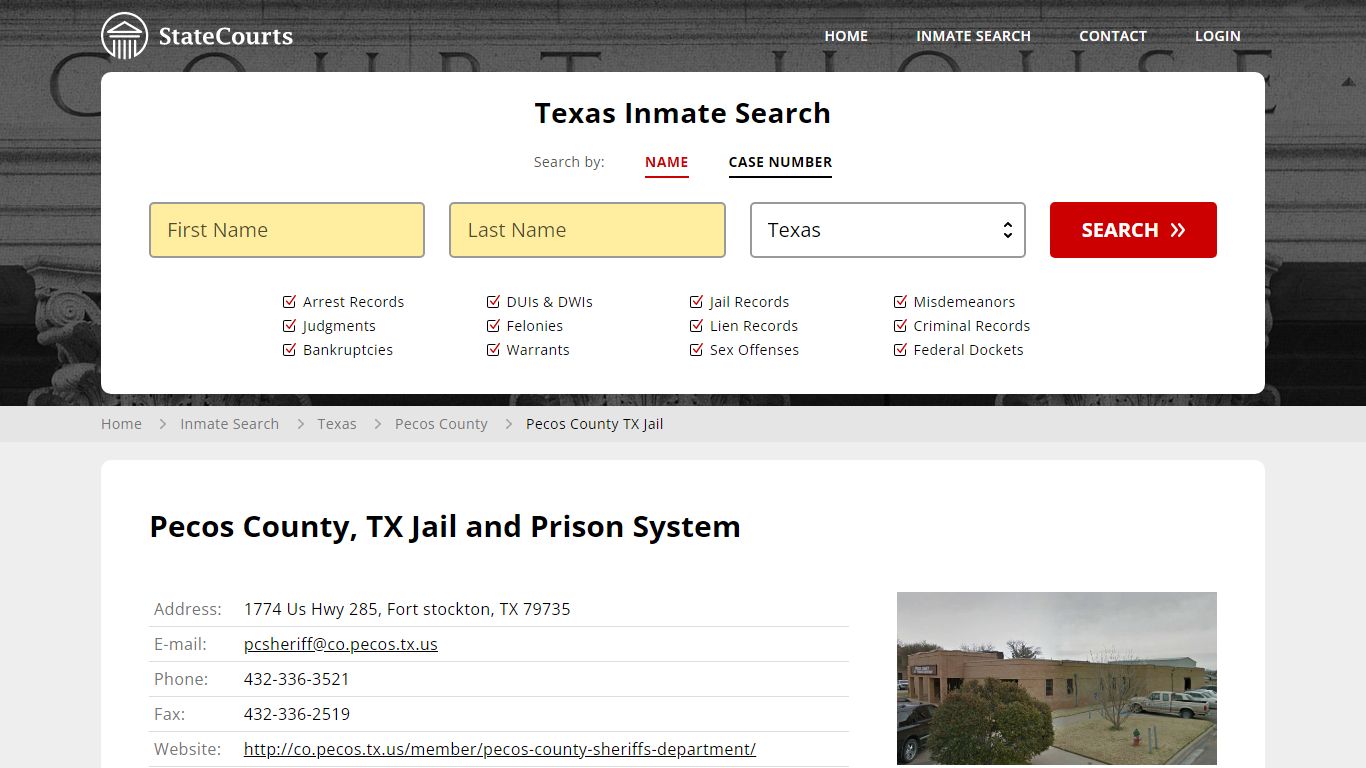 Pecos County TX Jail Inmate Records Search, Texas - StateCourts
