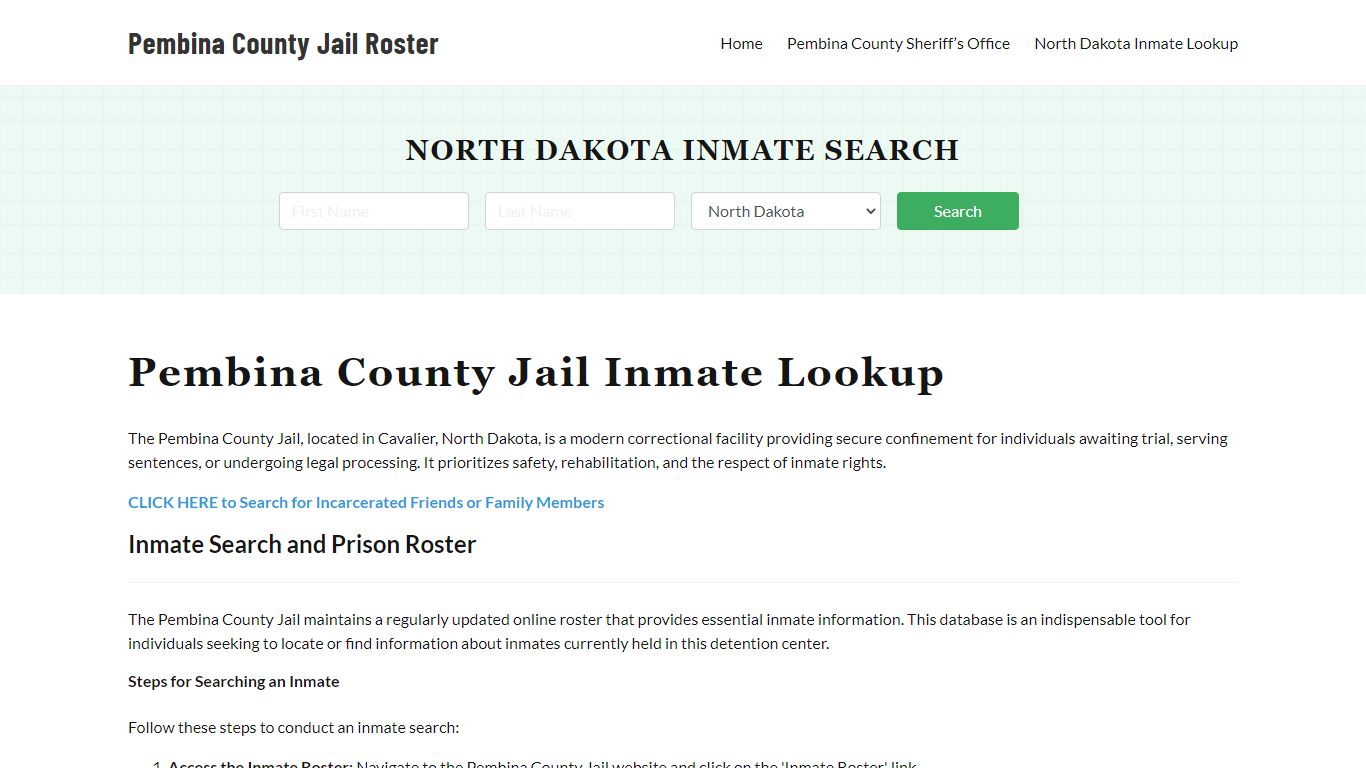 Pembina County Jail Roster Lookup, ND, Inmate Search
