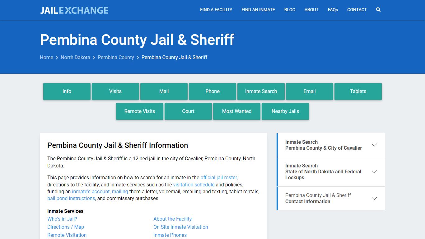 Pembina County Jail & Sheriff, ND Inmate Search, Information