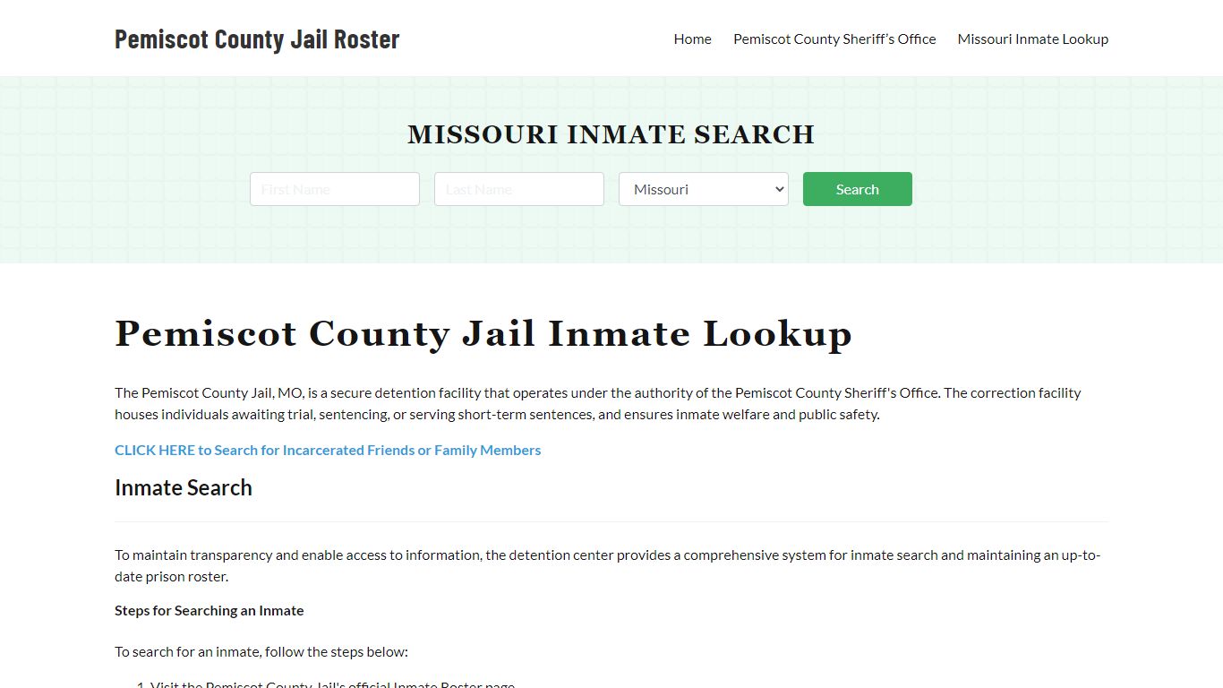Pemiscot County Jail Roster Lookup, MO, Inmate Search