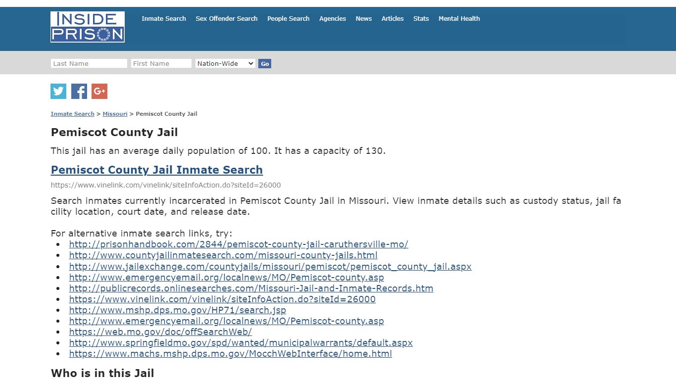 Pemiscot County Jail - Missouri - Inmate Search - Inside Prison