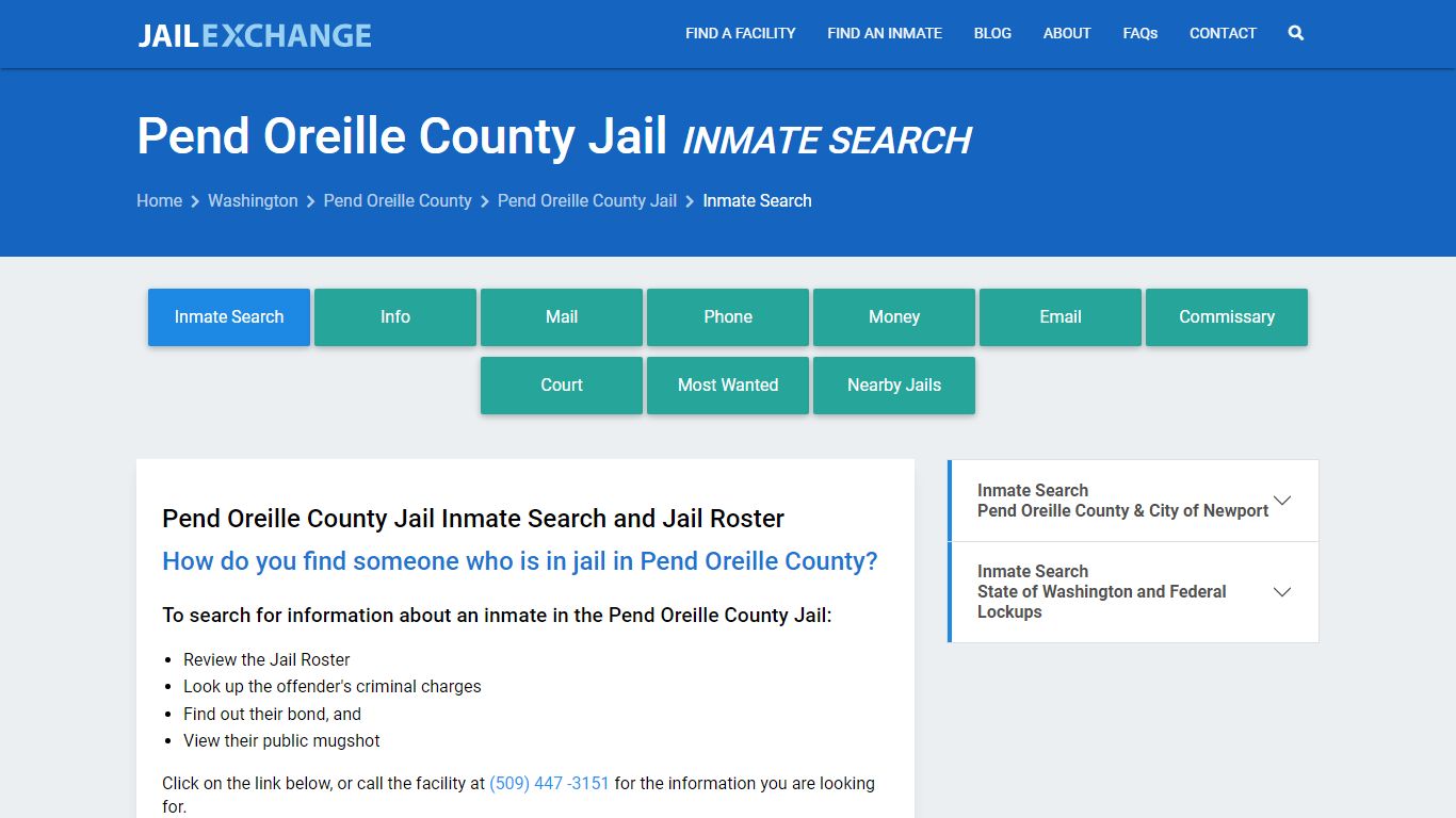 Inmate Search: Roster & Mugshots - Pend Oreille County Jail, WA