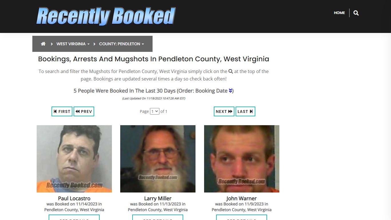 Bookings, Arrests and Mugshots in Pendleton County, West Virginia