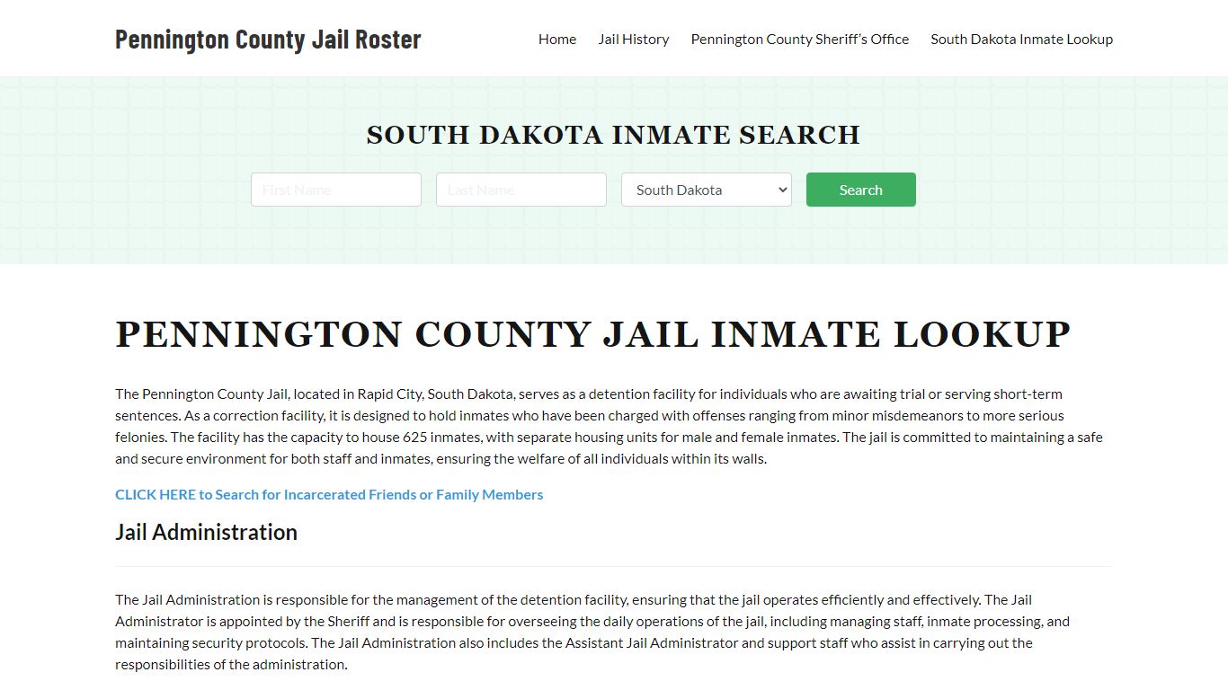Pennington County Jail Roster Lookup, SD, Inmate Search