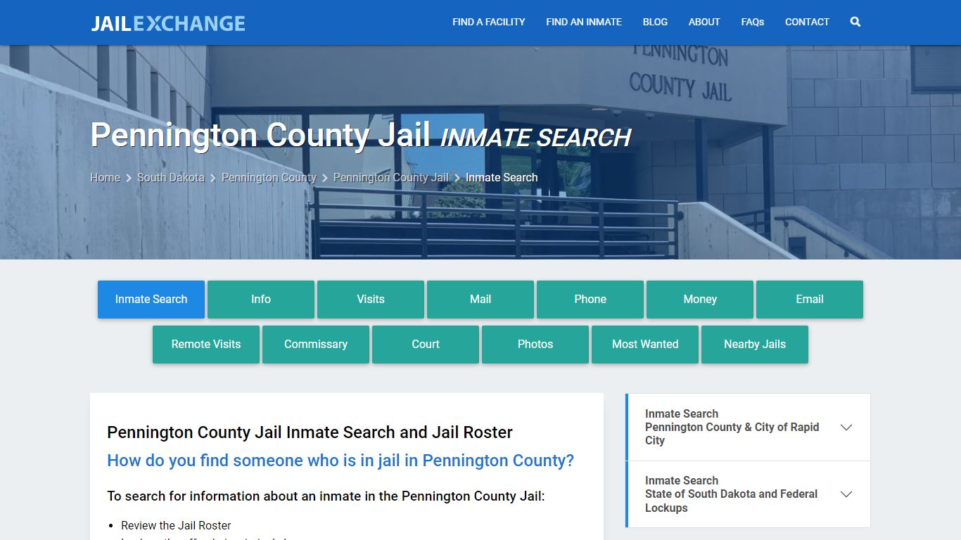 Inmate Search: Roster & Mugshots - Pennington County Jail, SD