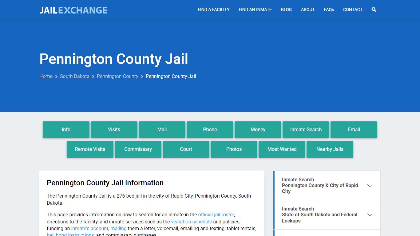 Pennington County Jail, SD Inmate Search, Information
