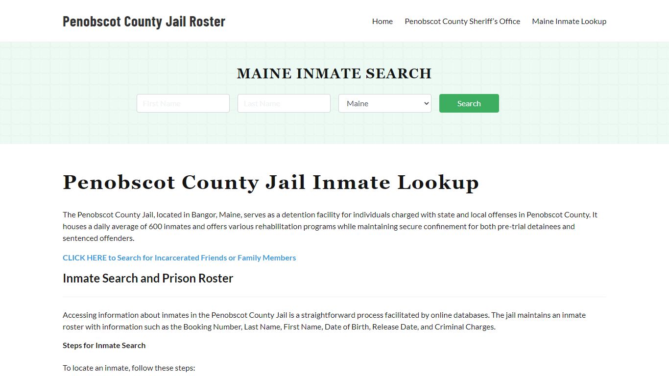 Penobscot County Jail Roster Lookup, ME, Inmate Search