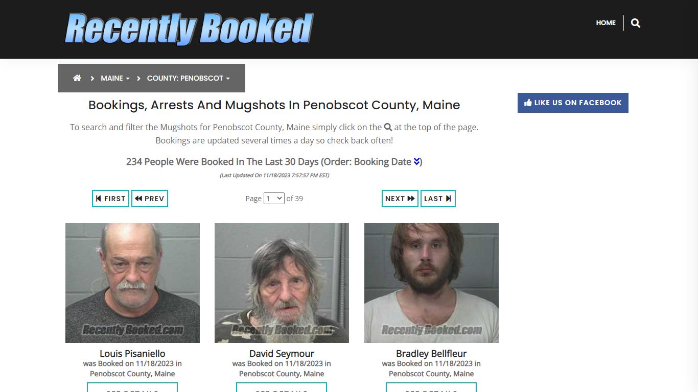 Bookings, Arrests and Mugshots in Penobscot County, Maine