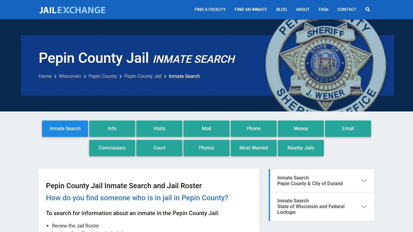 Inmate Search: Roster & Mugshots - Pepin County Jail, WI
