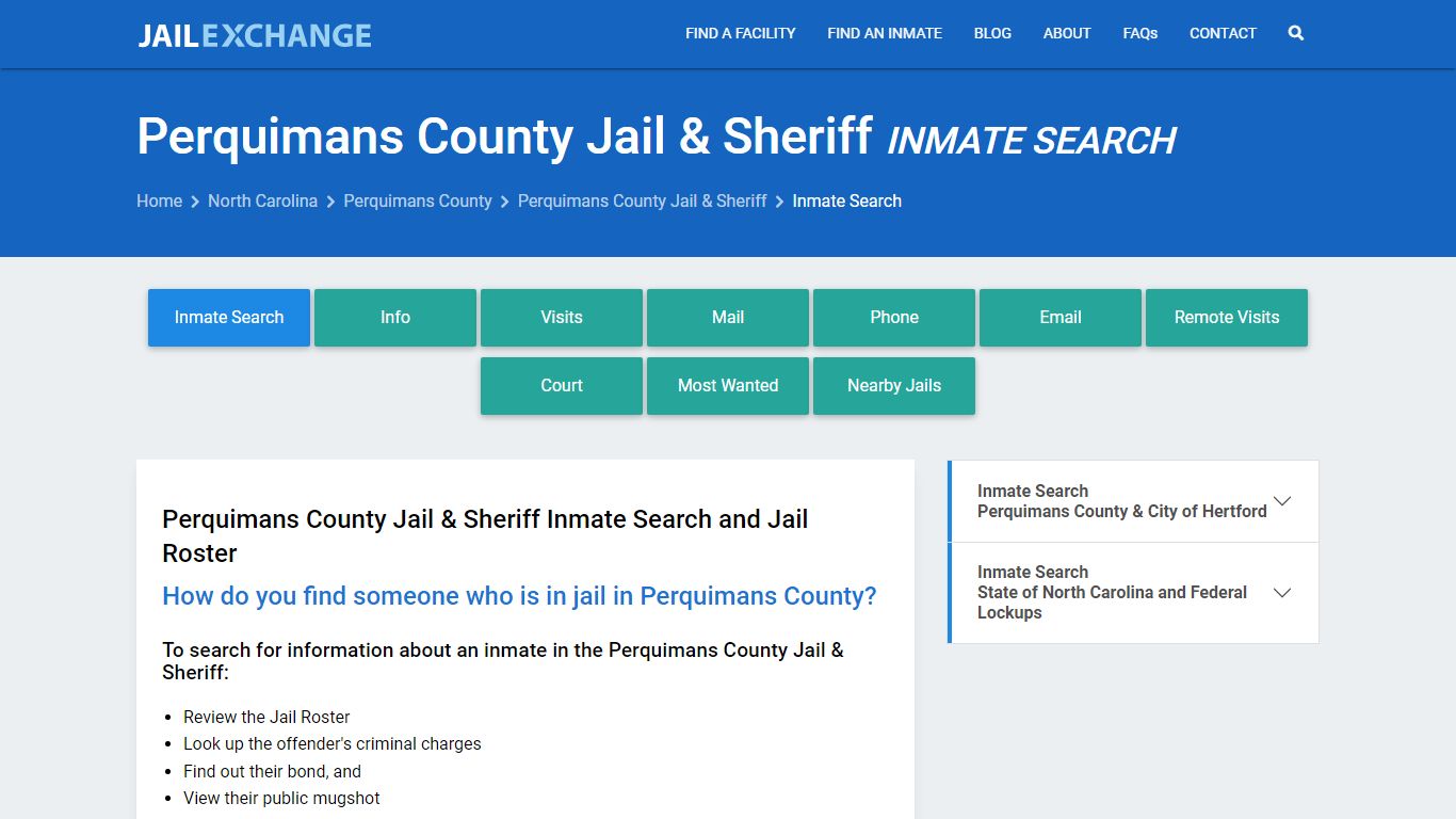 Perquimans County Jail & Sheriff Inmate Search - Jail Exchange