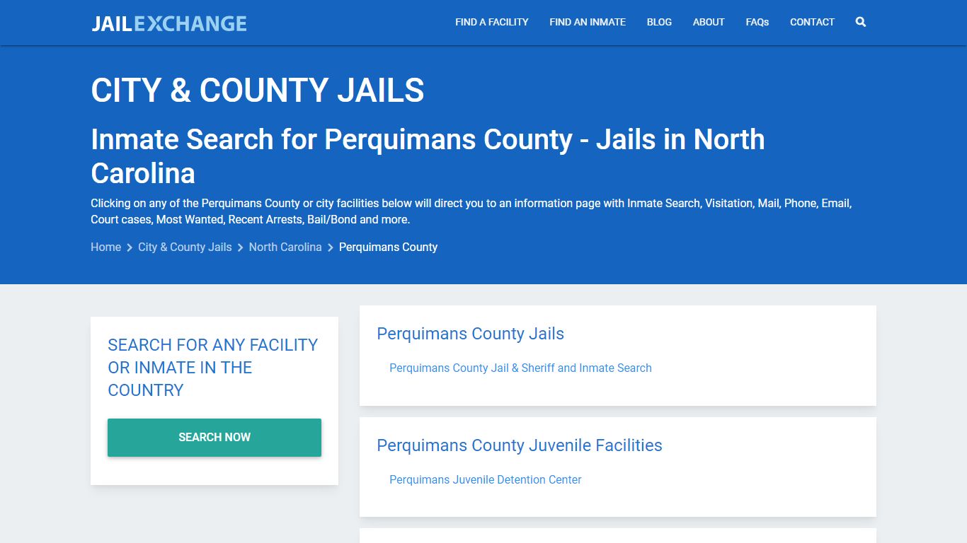Inmate Search for Perquimans County | Jails in North Carolina