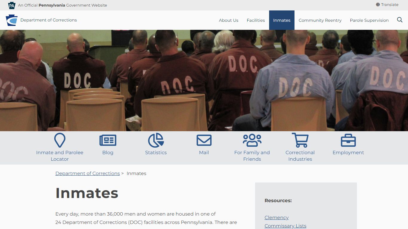 Inmates - Pennsylvania Department of Corrections