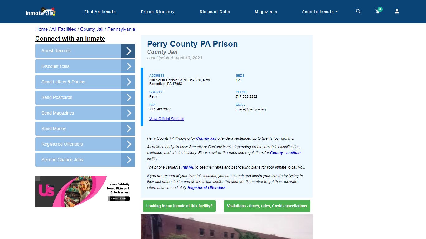 Perry County PA Prison - Inmate Locator - New Bloomfield, PA