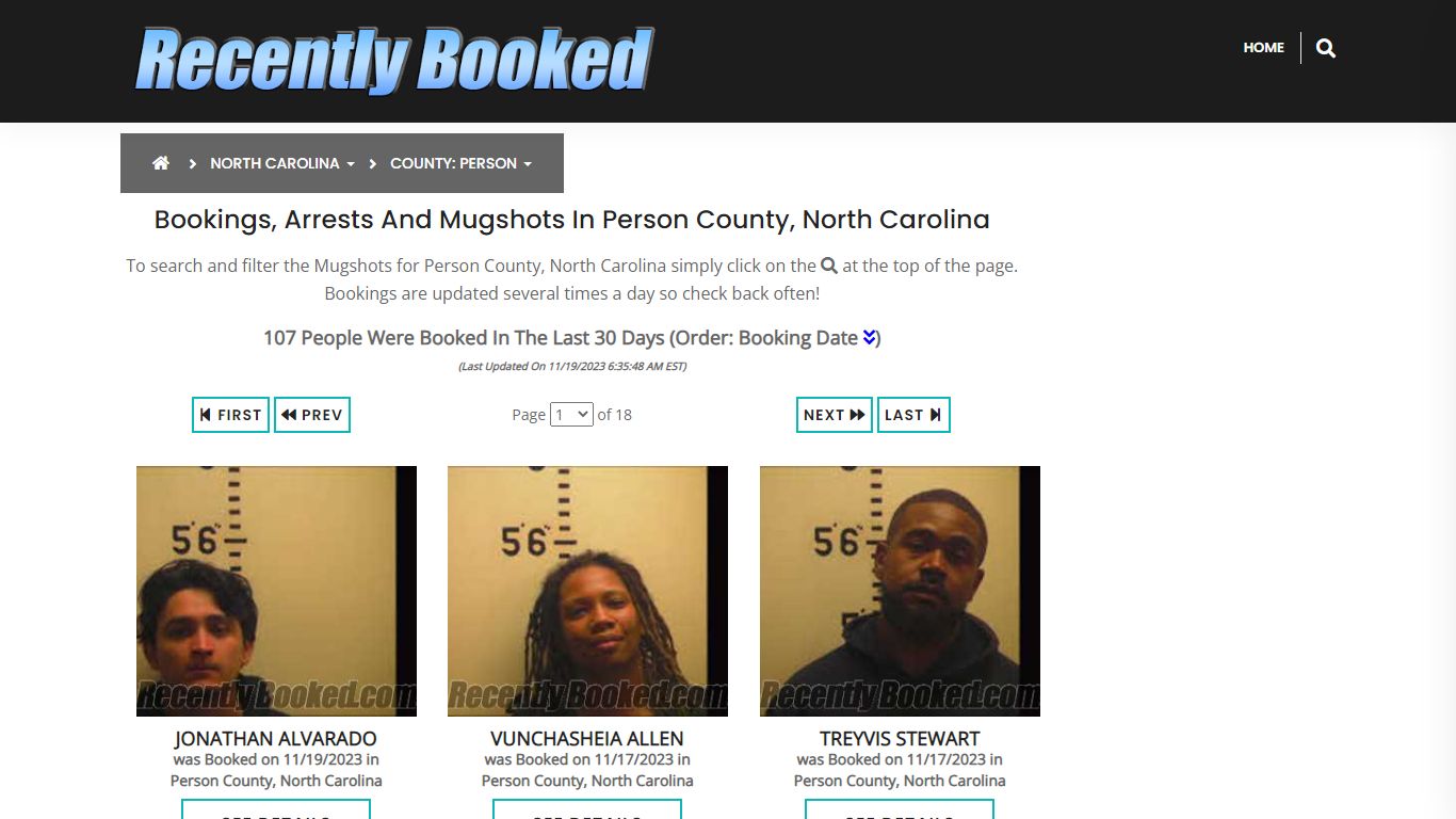 Bookings, Arrests and Mugshots in Person County, North Carolina