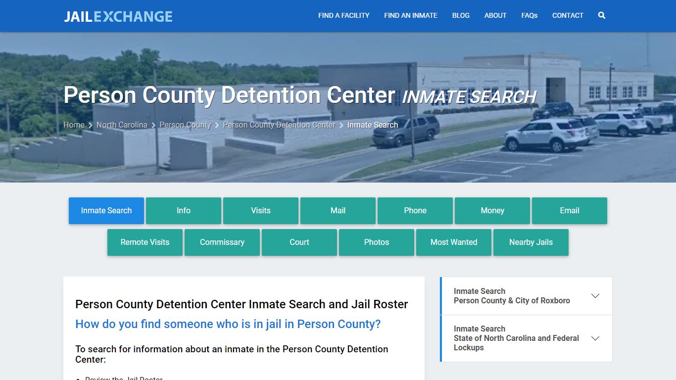Person County Detention Center Inmate Search - Jail Exchange