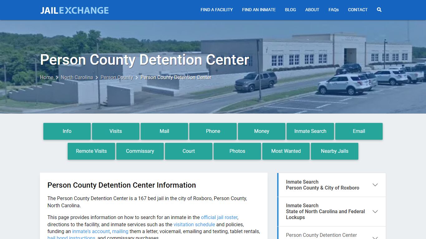 Person County Detention Center, NC Inmate Search, Information
