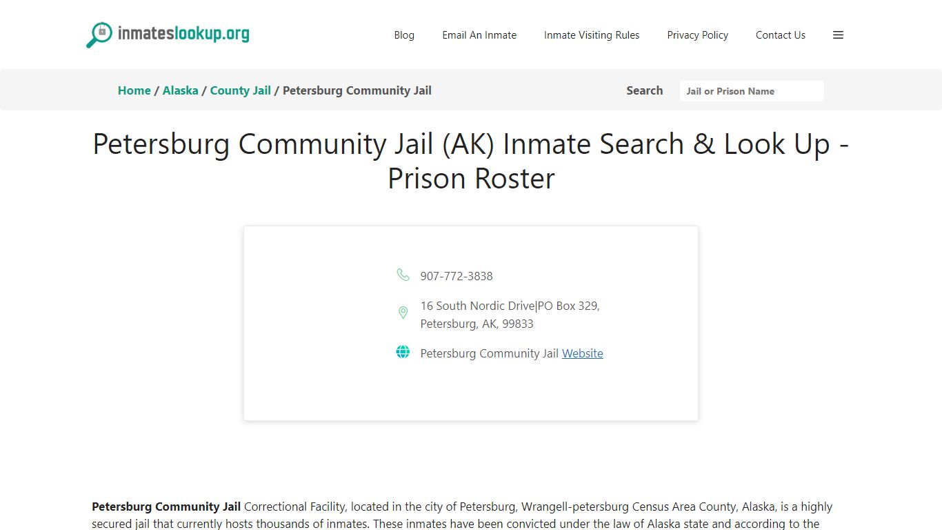 Petersburg Community Jail (AK) Inmate Search & Look Up - Inmate Lookup