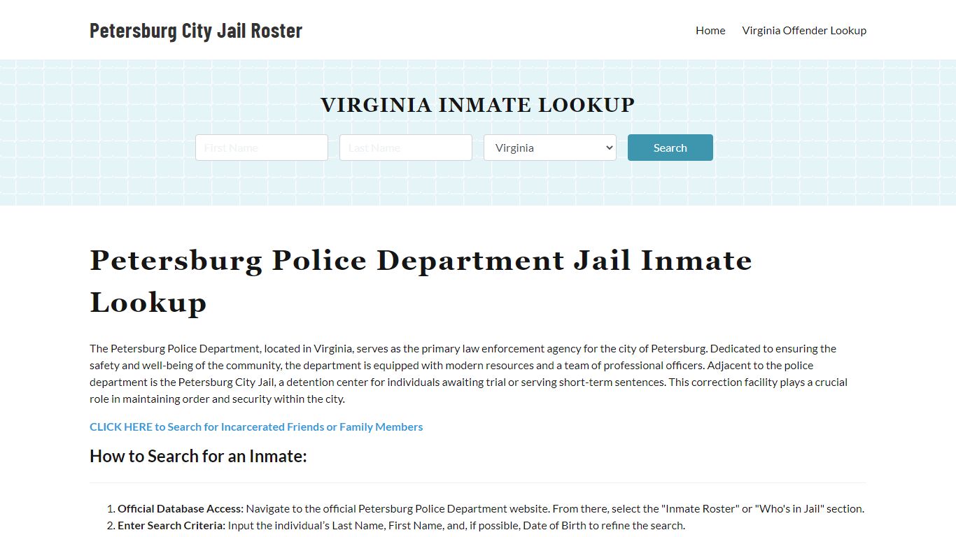 Petersburg Police Department & City Jail, VA Inmate Roster, Arrests ...