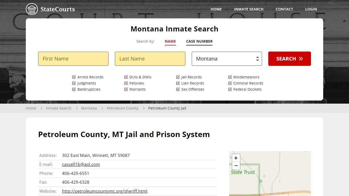Petroleum County Jail Inmate Records Search, Montana - StateCourts