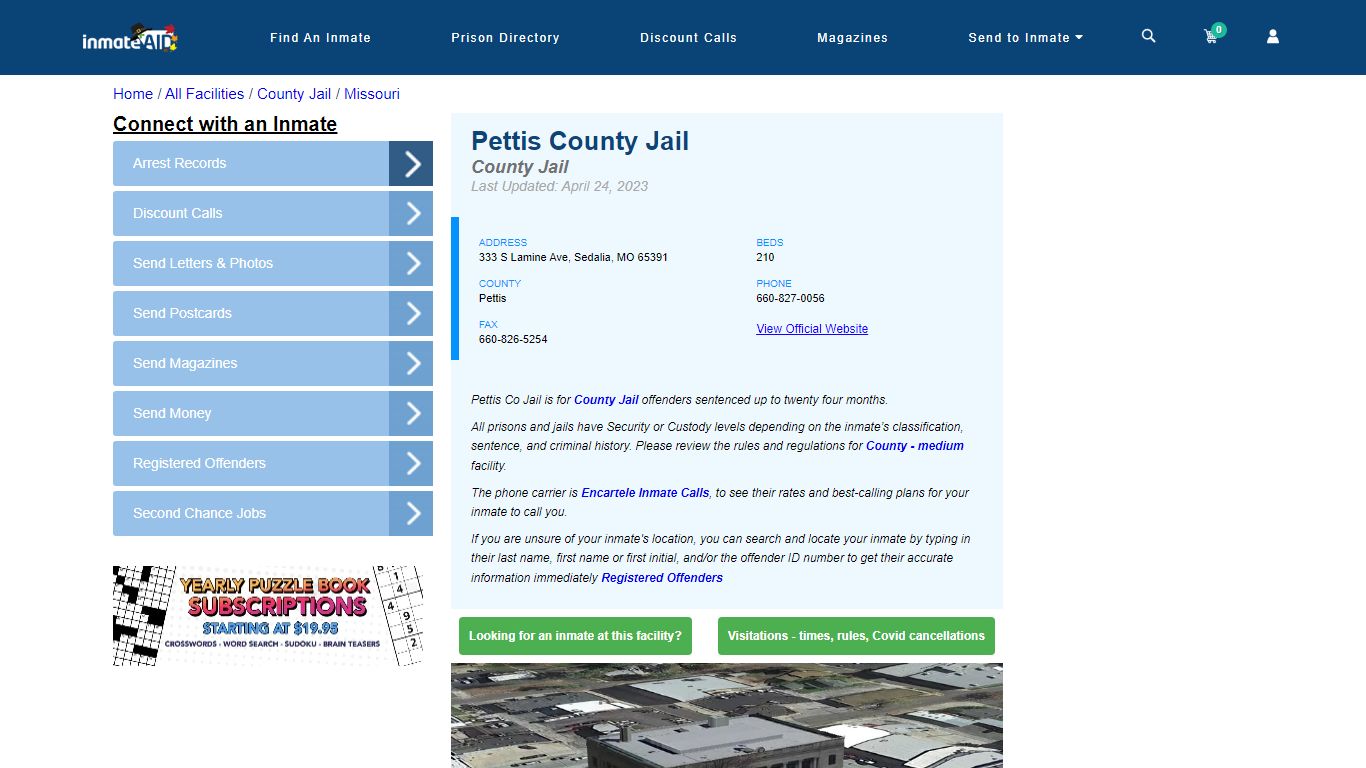 Pettis County Jail - Inmate Locator - Sedalia, MO