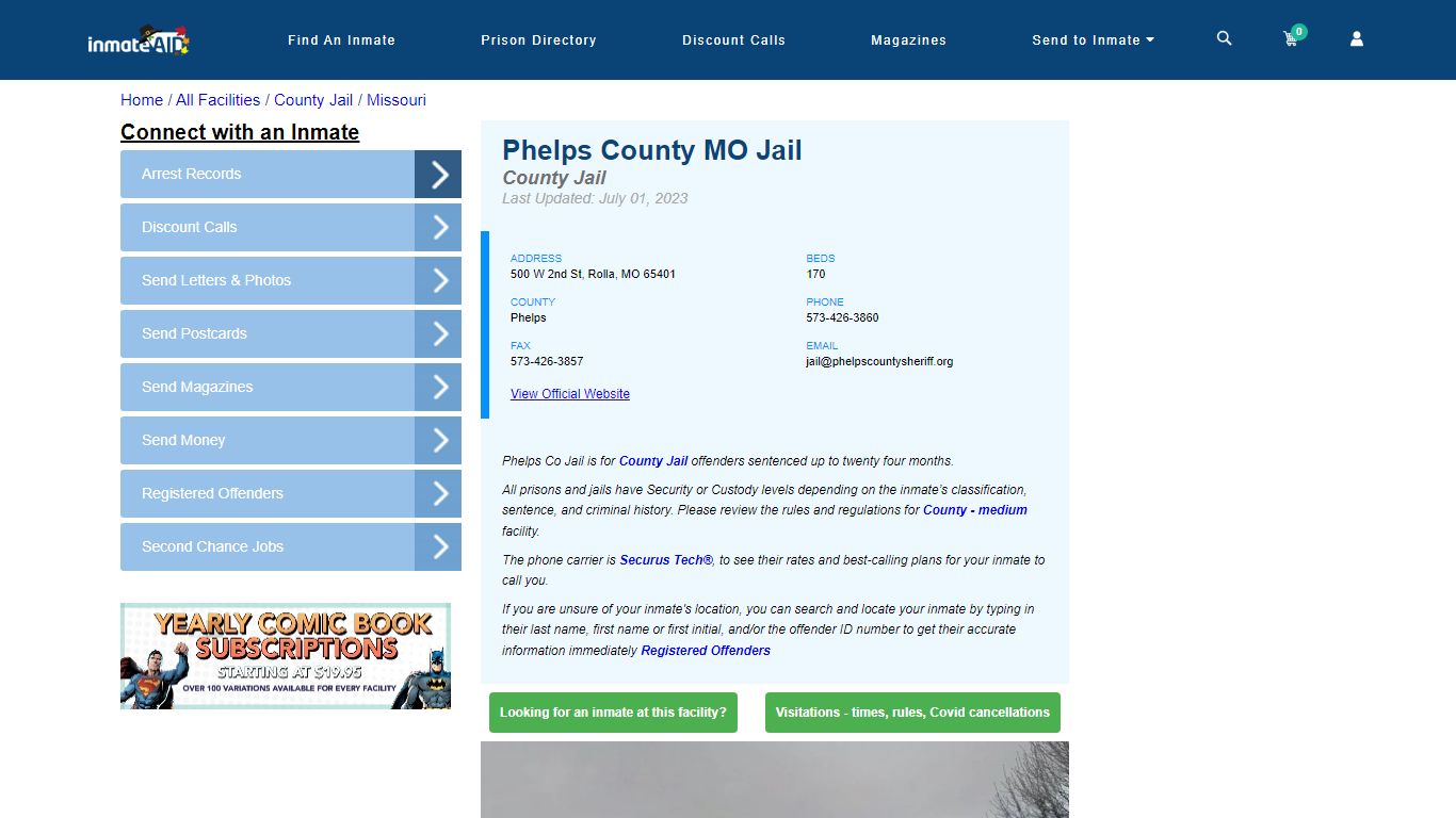 Phelps County MO Jail - Inmate Locator - Rolla, MO