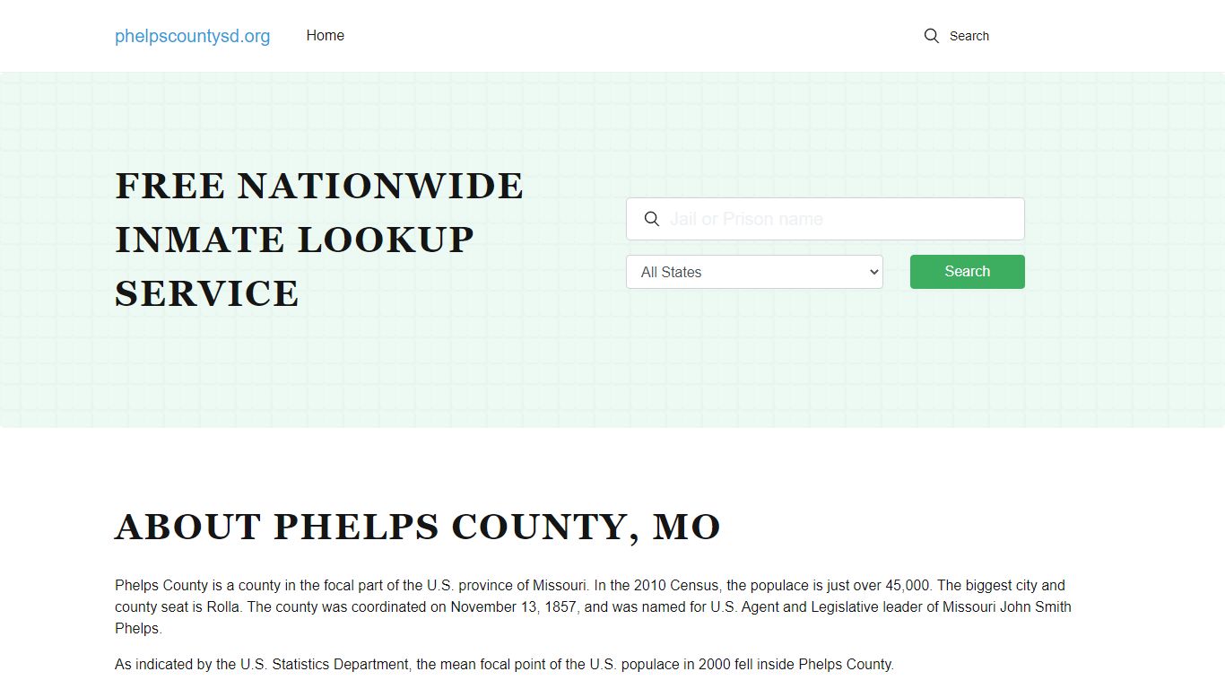 About Phelps County and Phelps County Jail, Missouri
