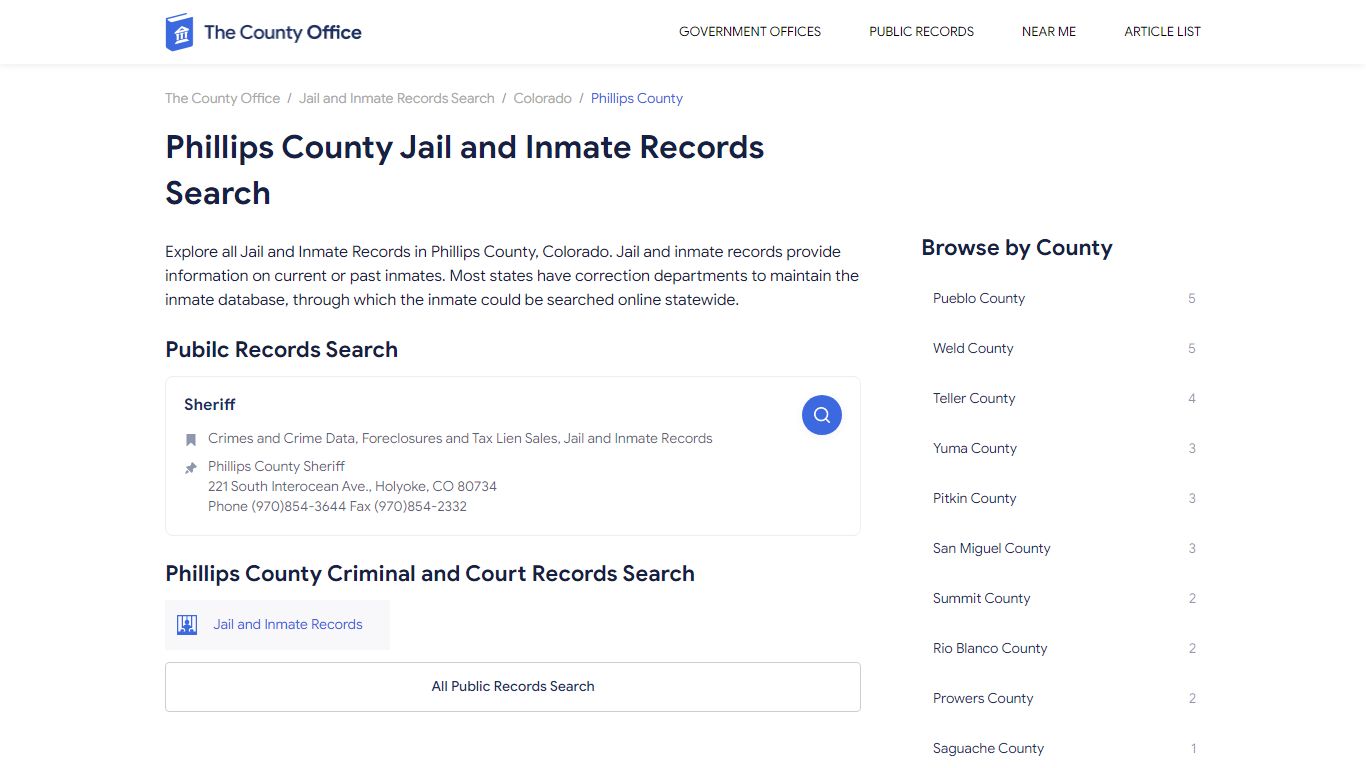 Phillips County Jail and Inmate Records Search