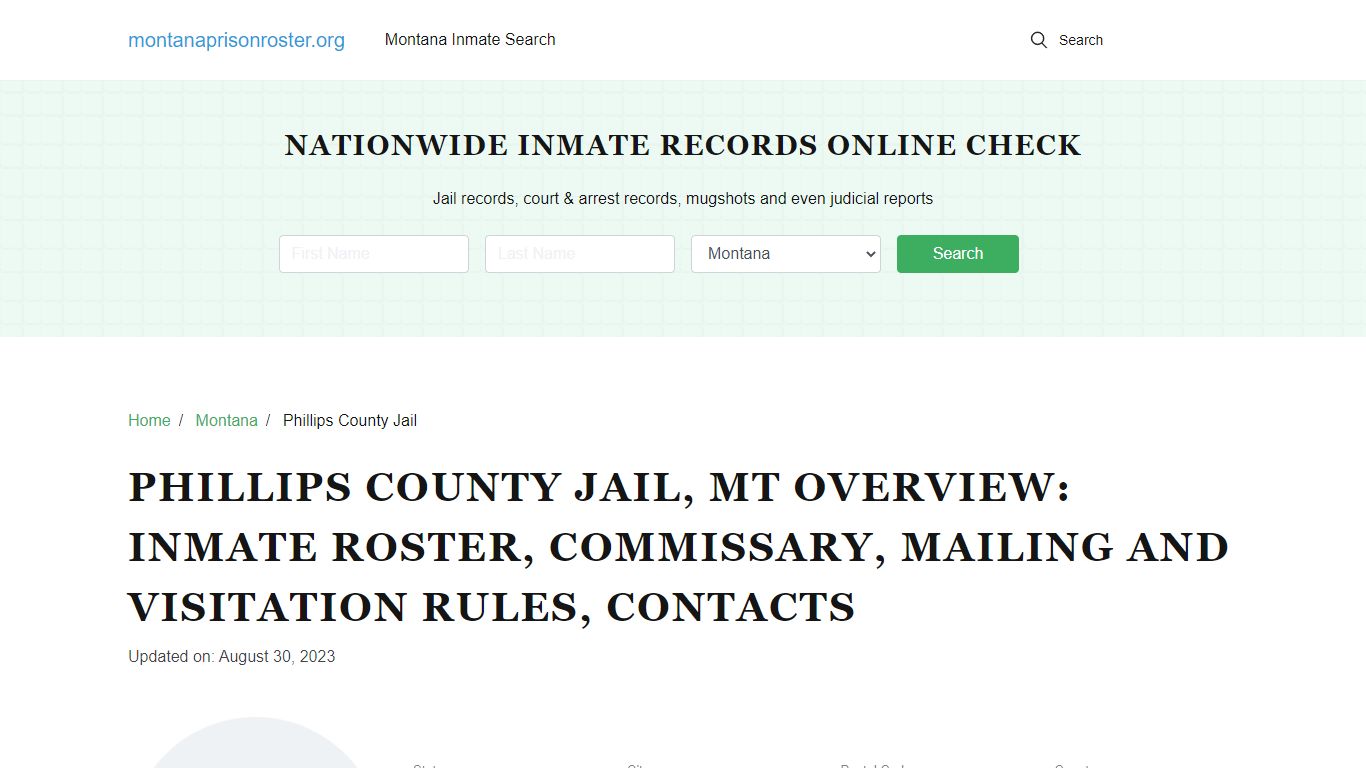 Phillips County Jail, MT: Offender Search, Visitation & Contact Info