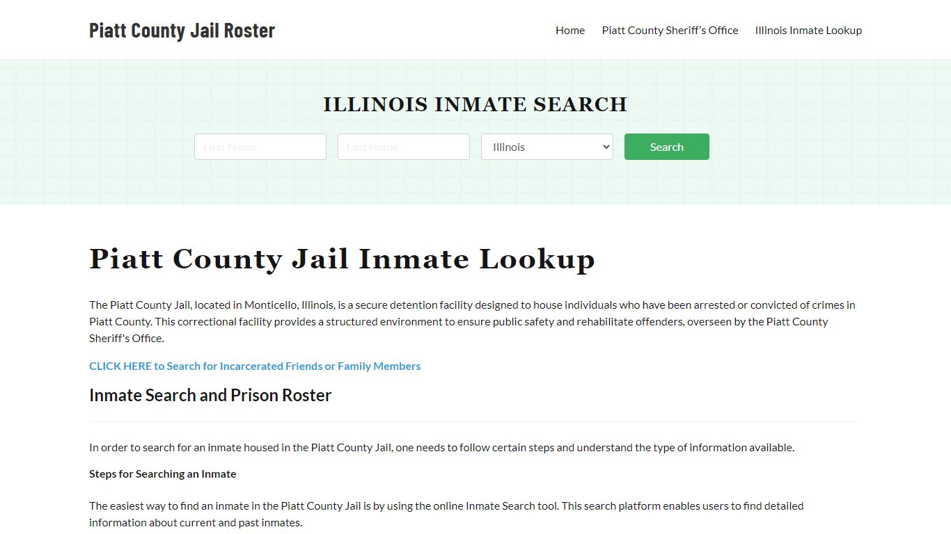 Piatt County Jail Roster Lookup, IL, Inmate Search