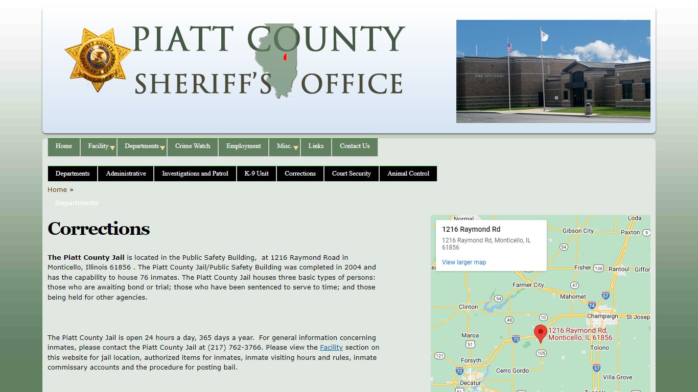 Corrections | Piatt County Sheriff