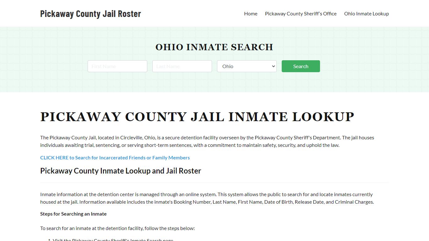 Pickaway County Jail Roster Lookup, OH, Inmate Search