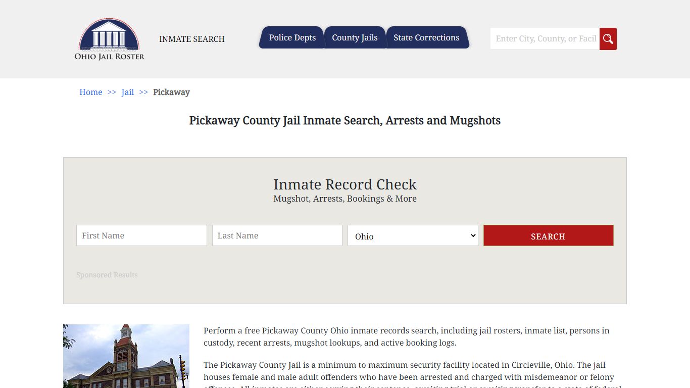 Pickaway County Jail Inmate Search, Arrests and Mugshots