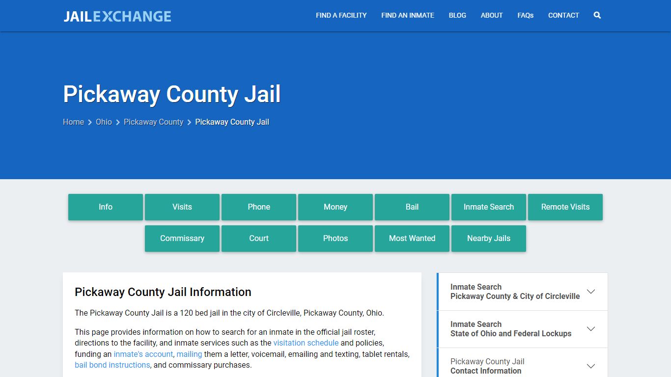 Pickaway County Jail, OH Inmate Search, Information