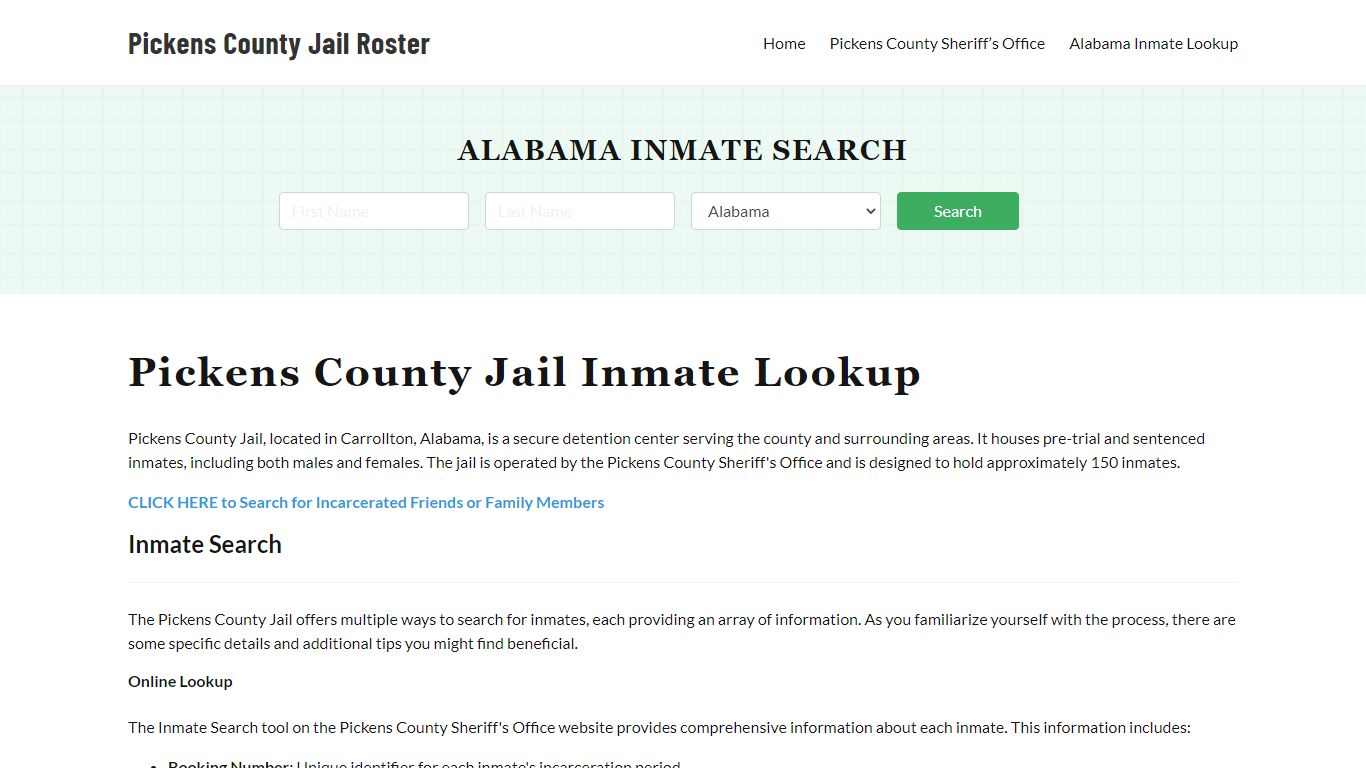 Pickens County Jail Roster Lookup, AL, Inmate Search