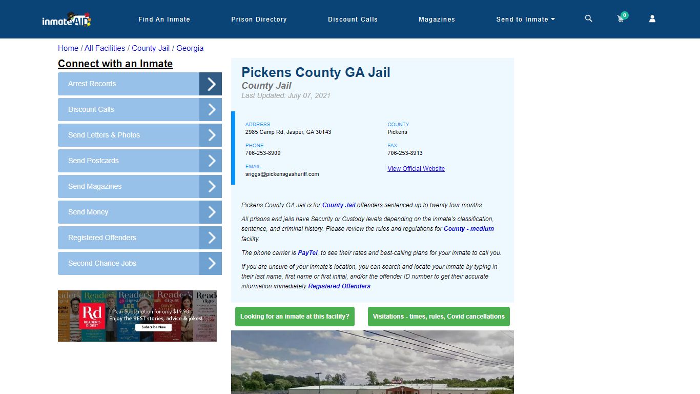 Pickens County GA Jail - Inmate Locator - Jasper, GA