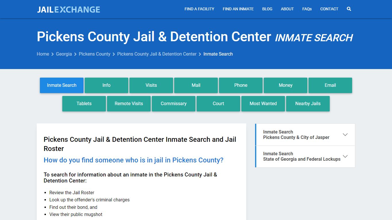 Pickens County Jail & Detention Center Inmate Search